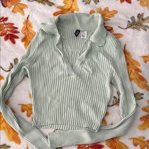 H&M Mint Green V-Neck Sweater